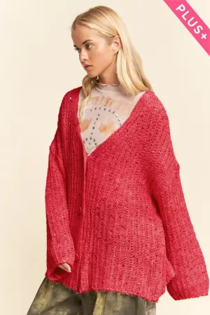 wholesale clothing plus sequin speckled oversized knit cardigan davi & dani