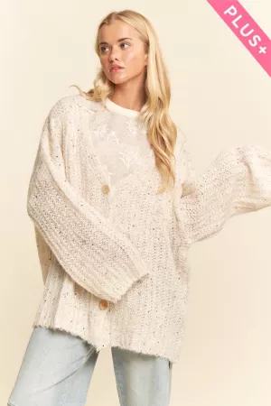 wholesale clothing plus sequin speckled oversized knit cardigan davi & dani