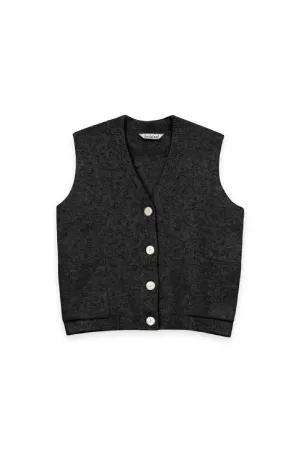 wholesale clothing textured button up knit sweater vest davi & dani