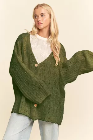 wholesale clothing sequin speckled oversized knit style cardigan davi & dani