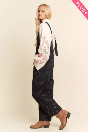 wholesale clothing plus floral overall jumpsuits with slider strap davi & dani