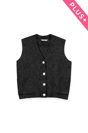 wholesale clothing plus textured button up knit sweater vest davi & dani