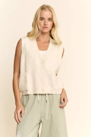 wholesale clothing textured button up knit sweater vest davi & dani