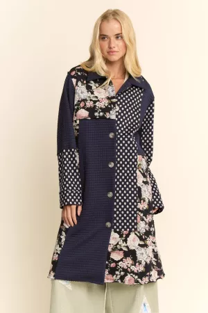 wholesale clothing flower french terry quilting checker coat jacket davi & dani