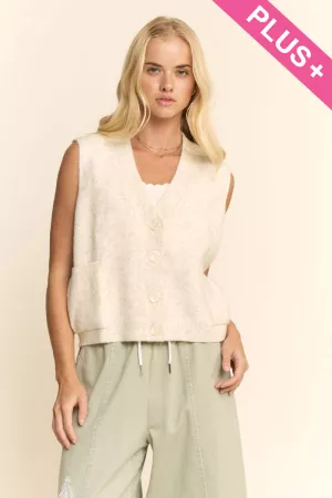 wholesale clothing plus textured button up knit sweater vest davi & dani