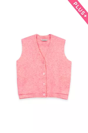 wholesale clothing plus textured button up knit sweater vest davi & dani