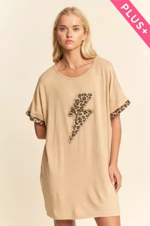 wholesale clothing plus leopard lightning bolt t-shirt dress davi & dani
