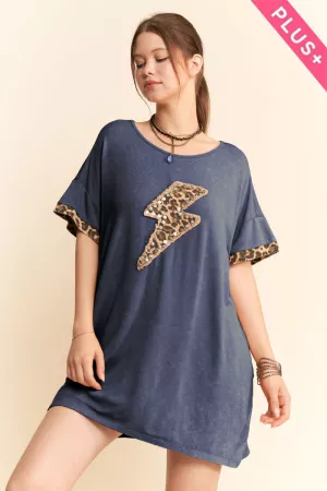wholesale clothing plus leopard lightning bolt t-shirt dress davi & dani