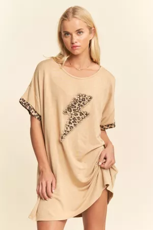 wholesale clothing leopard lightning bolt t-shirt dress davi & dani