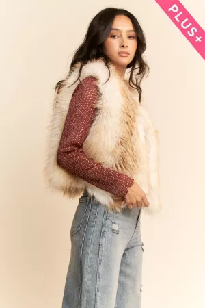 wholesale clothing plus faux fur layered vest davi & dani