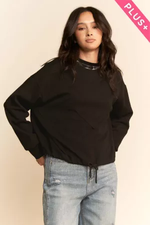 wholesale clothing plus zigzag-panel drawstring-hem sweatshirt davi & dani