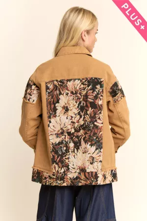 wholesale clothing plus stone denim jacquard panel midi jacket davi & dani