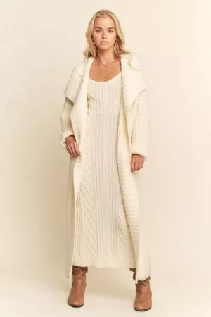 wholesale clothing ribbed texture cardigan matching long dress set davi & dani