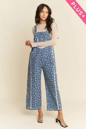 wholesale clothing plus ditsy floral lace pocketed relaxed jumpsuit davi & dani