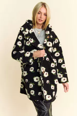 wholesale clothing floral pocket chunky button front hoodie jacket davi & dani