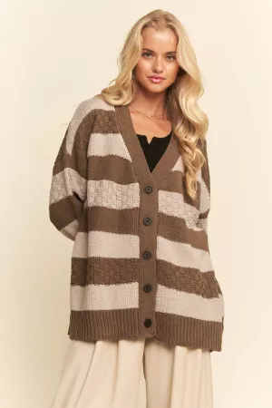 wholesale clothing featuring horizontal stripes textured cardigan davi & dani