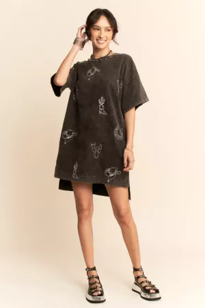 wholesale clothing mineral embroidered short sleeve terry dress davi & dani