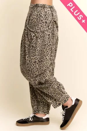 wholesale clothing plus leopard print harem elastic waistband pants davi & dani