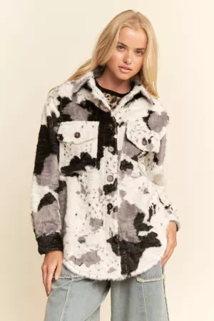 wholesale clothing cowhide faux fur highlights pockets shacket davi & dani