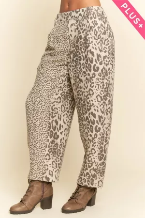 wholesale clothing plus leopard elastic waist barrel pants davi & dani