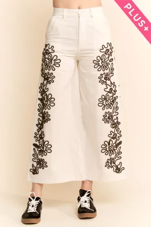 wholesale clothing plus cord floral side elastic back pants davi & dani