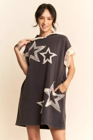 wholesale clothing lace star lace ruffle hoodie dress davi & dani