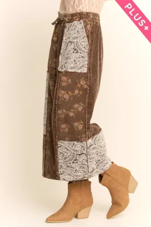 wholesale clothing plus washed corduroy and flower denim pants davi & dani