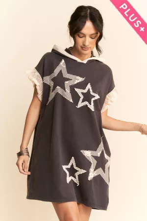 wholesale clothing plus lace star lace ruffle hoodie dress davi & dani