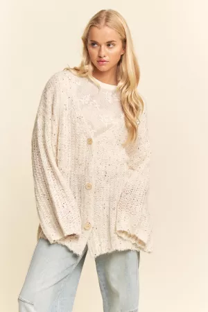 wholesale clothing sequin speckled oversized knit style cardigan davi & dani