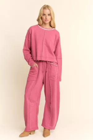 wholesale clothing mineral washe top elastic waist pant set davi & dani