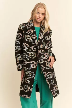 wholesale clothing chunky thread embroidered midi coat jacket davi & dani