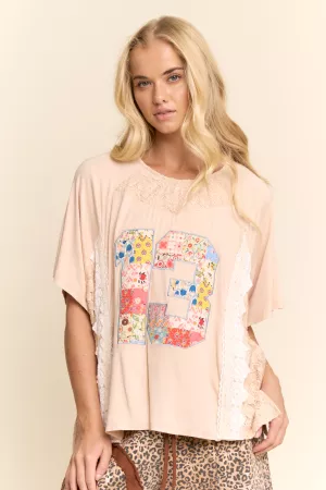 wholesale clothing varisty inspired knit top trim lace fabric davi & dani