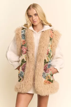 wholesale clothing jacquard bodice faux fur seam detail vest davi & dani