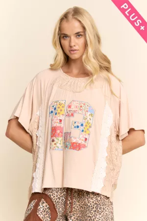 wholesale clothing plus varisty inspired knit top trim lace fabric davi & dani