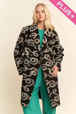 wholesale clothing plus chunky thread embroidered midi coat jacket davi & dani