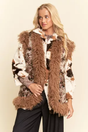 wholesale clothing jacquard bodice faux fur seam detail vest davi & dani