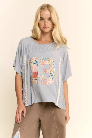 wholesale clothing varisty inspired knit top trim lace fabric davi & dani