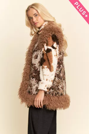 wholesale clothing plus jacquard bodice faux fur seam detail vest davi & dani