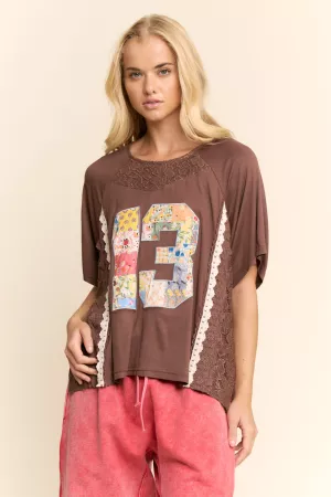 wholesale clothing varisty inspired knit top trim lace fabric davi & dani