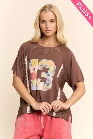 wholesale clothing plus varisty inspired knit top trim lace fabric davi & dani