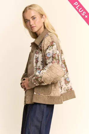 wholesale clothing muti fabric blocked jacket brown beige davi & dani
