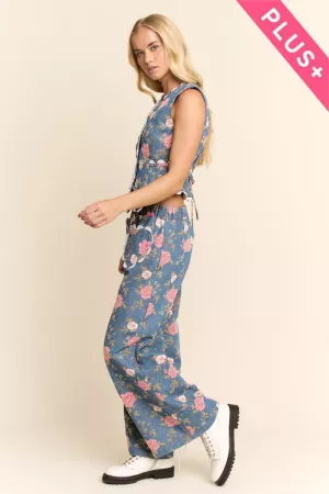 wholesale clothing plus flower denim ricrac edge detail vest davi & dani