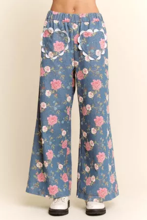 wholesale clothing floral print wide-leg pants davi & dani