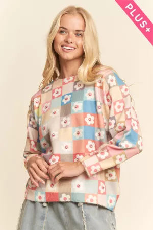 wholesale clothing plus textured knit pattern and a high neckline sweater davi & dani