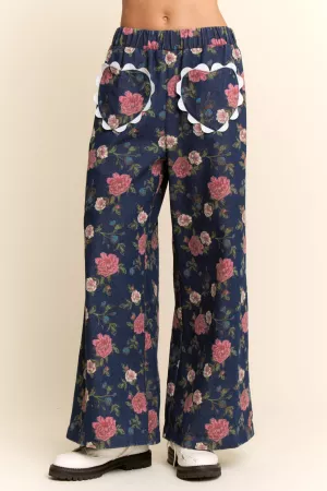 wholesale clothing floral print wide-leg pants davi & dani
