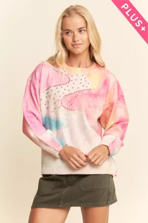 wholesale clothing plus textured knit pattern and a high neckline sweater davi & dani