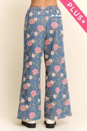 wholesale clothing plus floral print wide-leg pants davi & dani