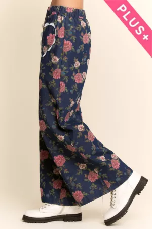wholesale clothing plus floral print wide-leg pants davi & dani