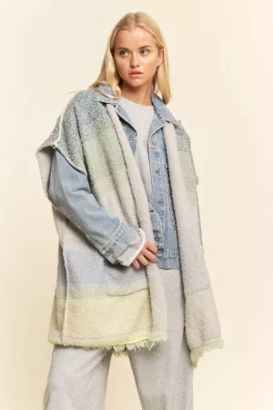 wholesale clothing boho striped frayed knit open vest davi & dani