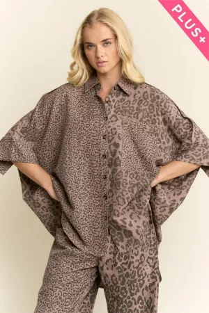 wholesale clothing plus animal printed ribbon ruffle shirt top davi & dani